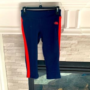 The North Face blue and salmon 3/4 leggings